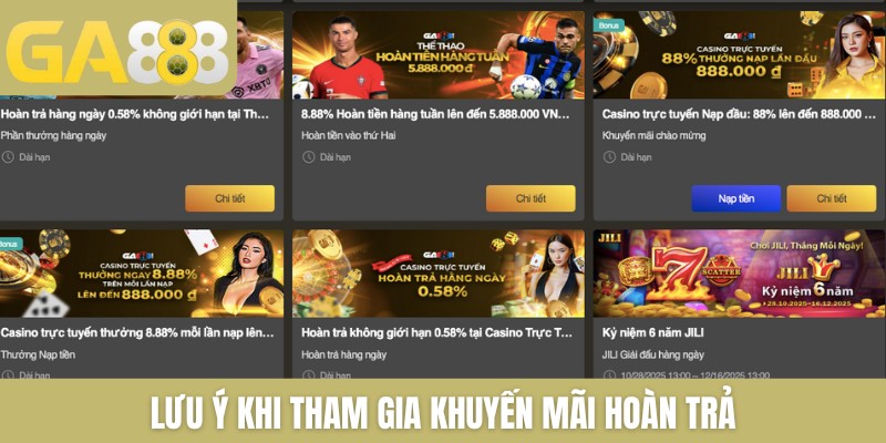 Khuyến mãi hoàn tiền cược GA888 thưởng lớn hàng ngày - Zenlucky89